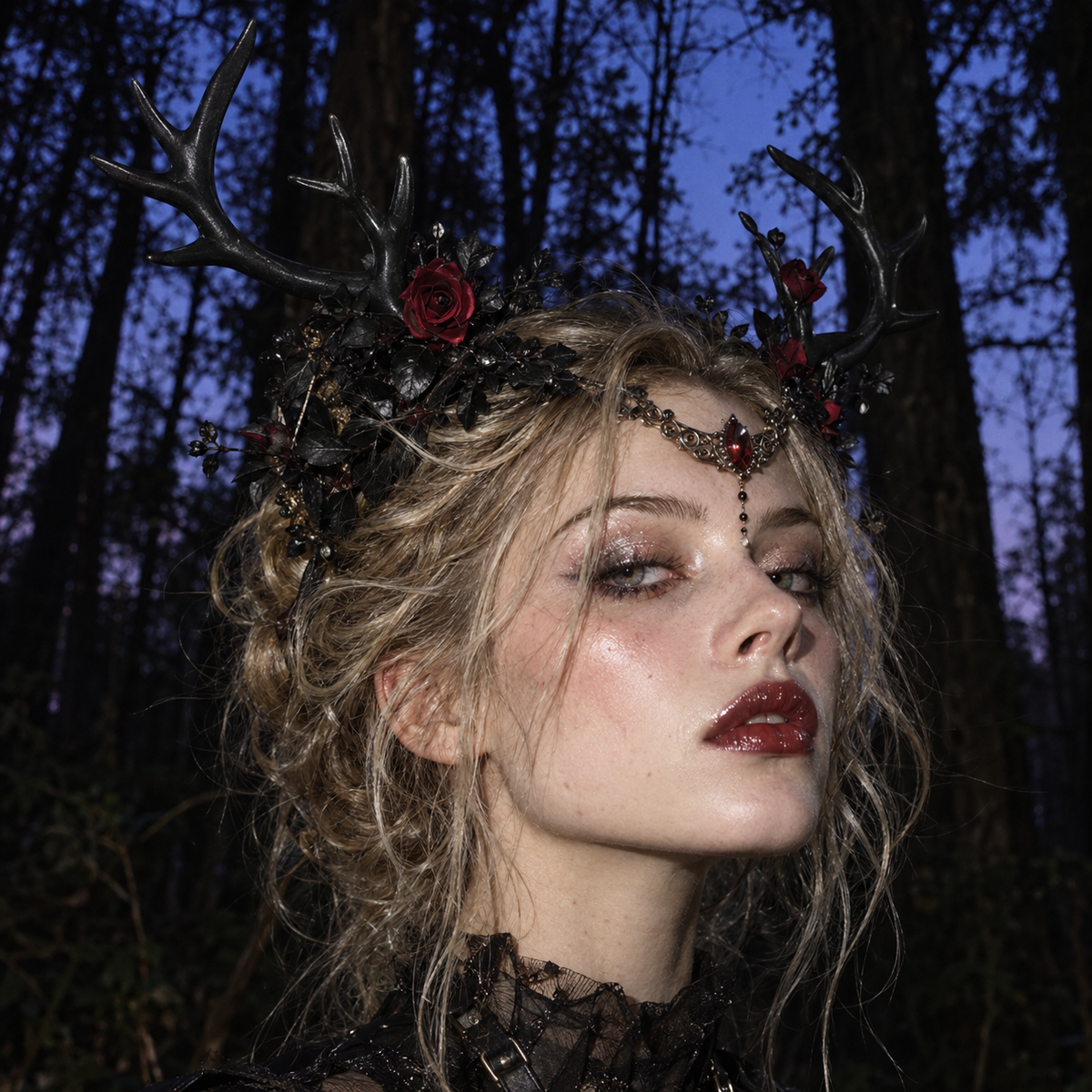 black antler crown, deer antler headpiece, woodland witch crown, gothic forest headpiece, dark fairy crown, witch headdress, forest witch accessories, woodland goddess crown, dark fae headpiece, nature inspired crown, Renaissance faire headpiece, druid costume crown, pagan inspired headpiece, forest nymph crown, healer costume accessory, handfasting headpiece, gothic floral crown, black deer horns, fantasy antler crown, woodland wedding crown