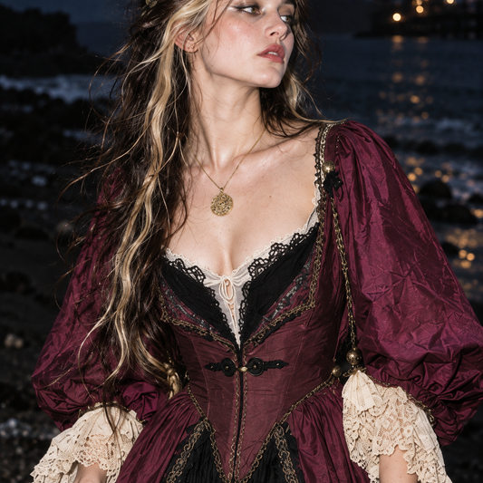 Elizabeth Swann dress, Elizabeth Swann costume, Elizabeth Swann purple dress, Elizabeth Swann pirate costume, Pirates of the Caribbean costume, Pirates of the Caribbean dress, Black Pearl dress, Black Pearl costume, Elizabeth Swann Black Pearl dress, Elizabeth Swann cosplay, Keira Knightley costume, Curse of the Black Pearl costume, Pirates cosplay women, pirate dress women, women’s pirate costume, purple pirate dress, plum pirate dress, Renaissance pirate dress, Elizabeth Swann gown, Pirates of the Caribbe