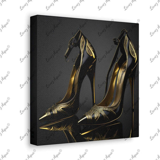 "Luxury in Stride" Gothic Gold & Black Stiletto High Heels Painting - Lovez Aqua© - Lovez Aqua© -