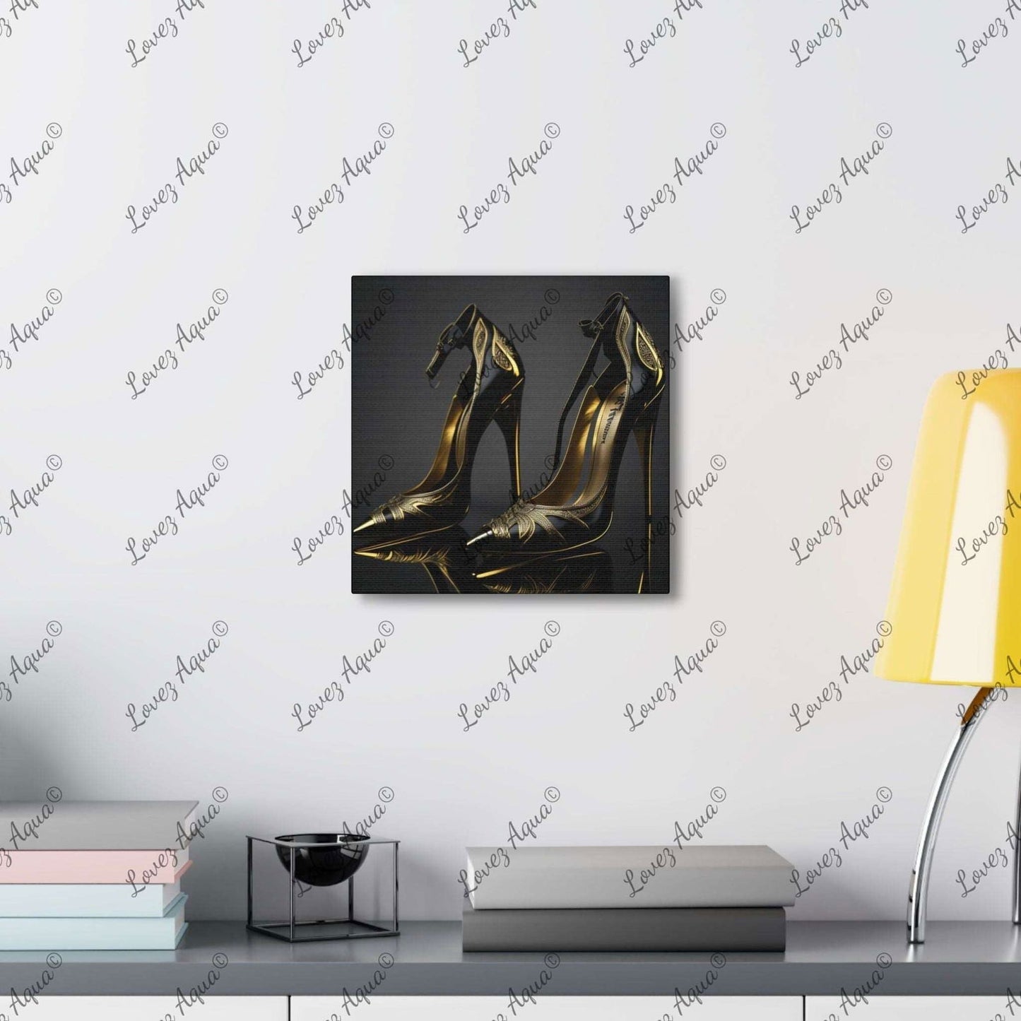 "Luxury in Stride" Gothic Gold & Black Stiletto High Heels Painting - Lovez Aqua© - Lovez Aqua© -