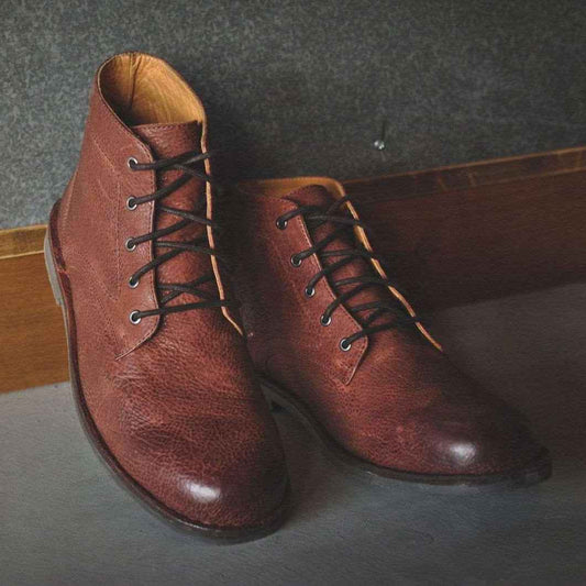 Men's Burnished Suede & Oxblood Leather Boots