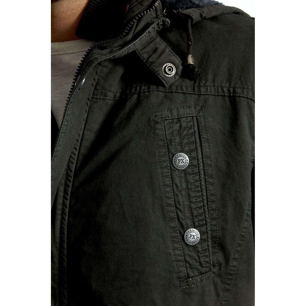 Men's Dark Charcoal Long Cotton Outdoor Rain Jacket - Lovez Aqua© -