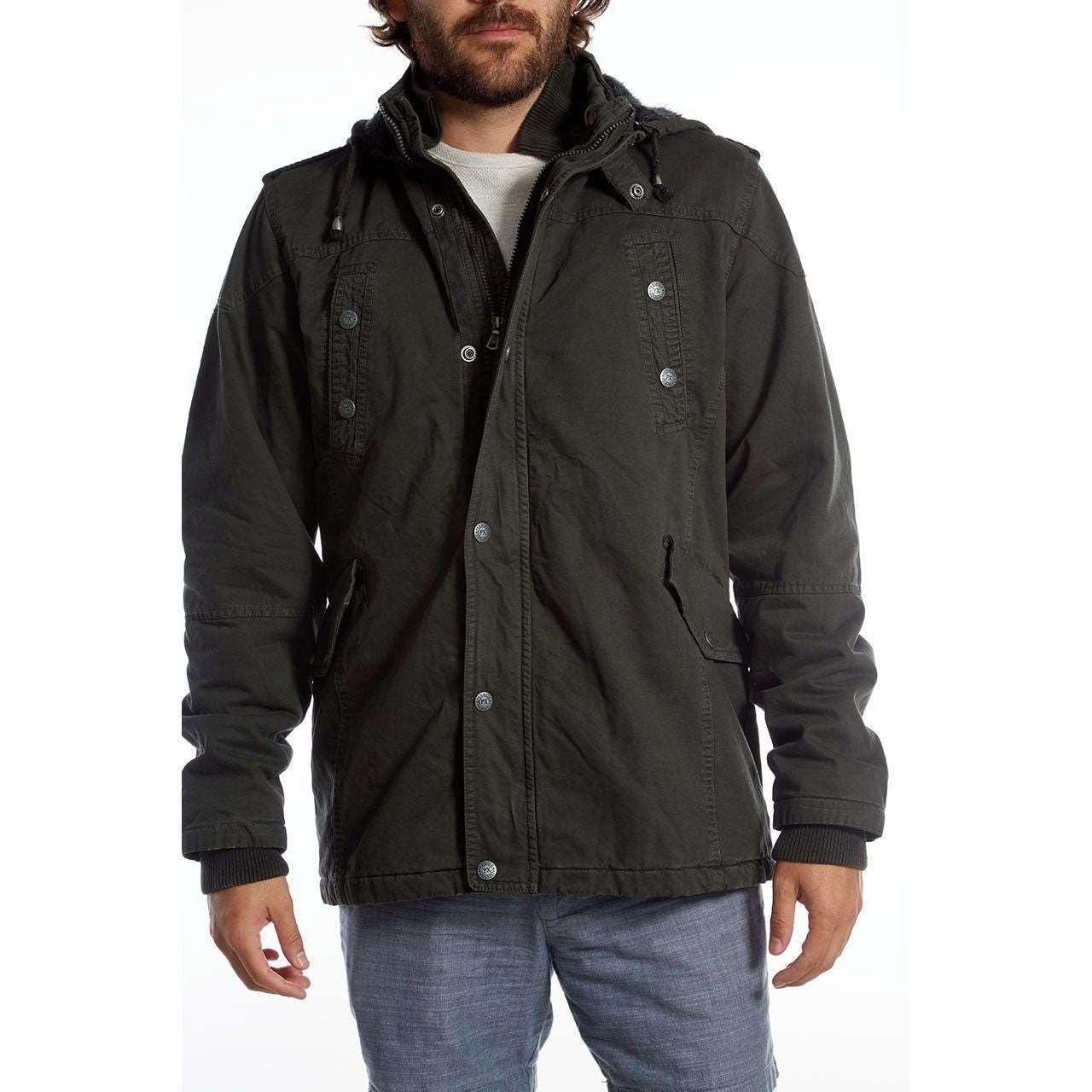 Men's Dark Charcoal Long Cotton Outdoor Rain Jacket - Lovez Aqua© -