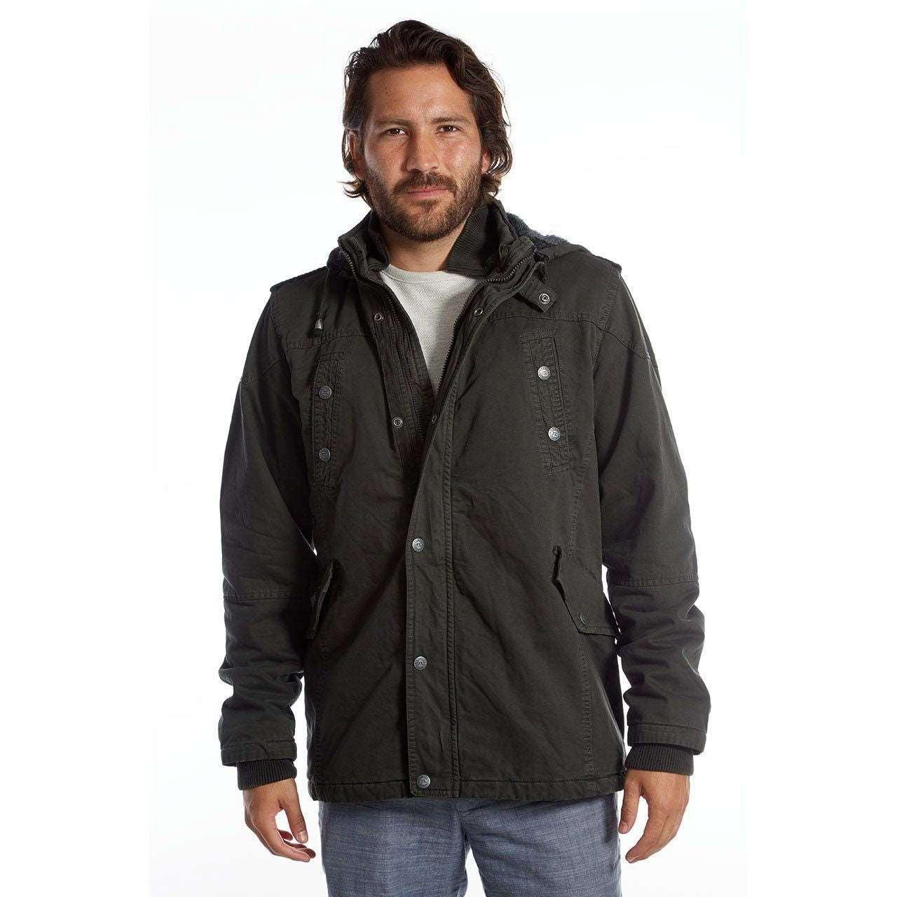 Men's Dark Charcoal Long Cotton Outdoor Rain Jacket - Lovez Aqua© -