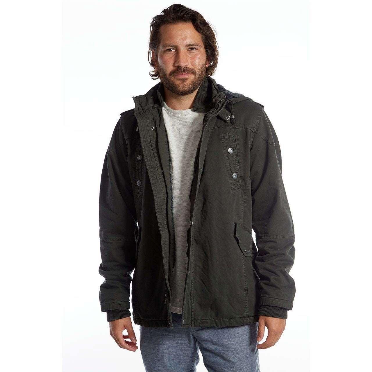 Men's Dark Charcoal Long Cotton Outdoor Rain Jacket - Lovez Aqua© -