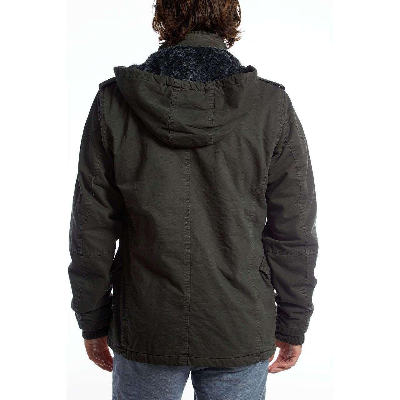 Men's Dark Charcoal Long Cotton Outdoor Rain Jacket - Lovez Aqua© -