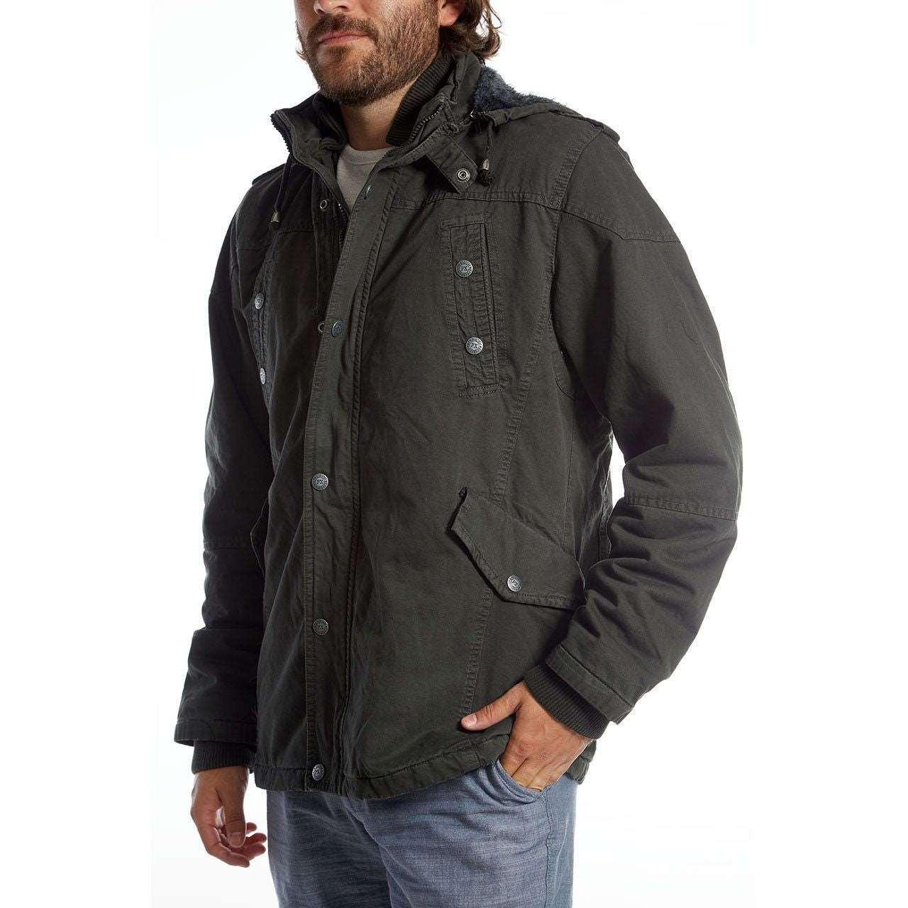 Men's Dark Charcoal Long Cotton Outdoor Rain Jacket - Lovez Aqua© -