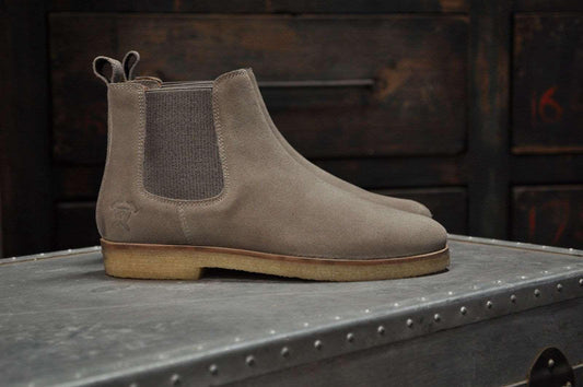Men's Light Gray Suede Chelsea Boots - Lovez Aqua© -