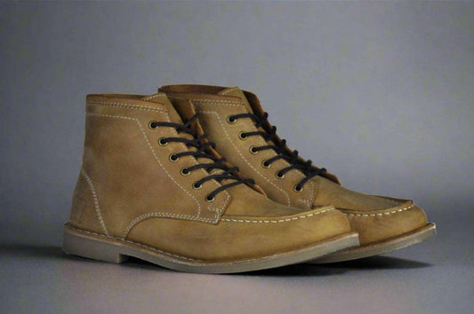 Men's Tan Robust Lace-Up Leather Boots - Lovez Aqua© -