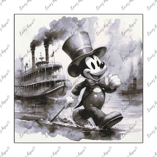 "Mickey’s River Adventure" Disney's Steamboat Willie Wall Painting Lovez Aqua© - Lovez Aqua© - 30″ x 30″ / 1.25"