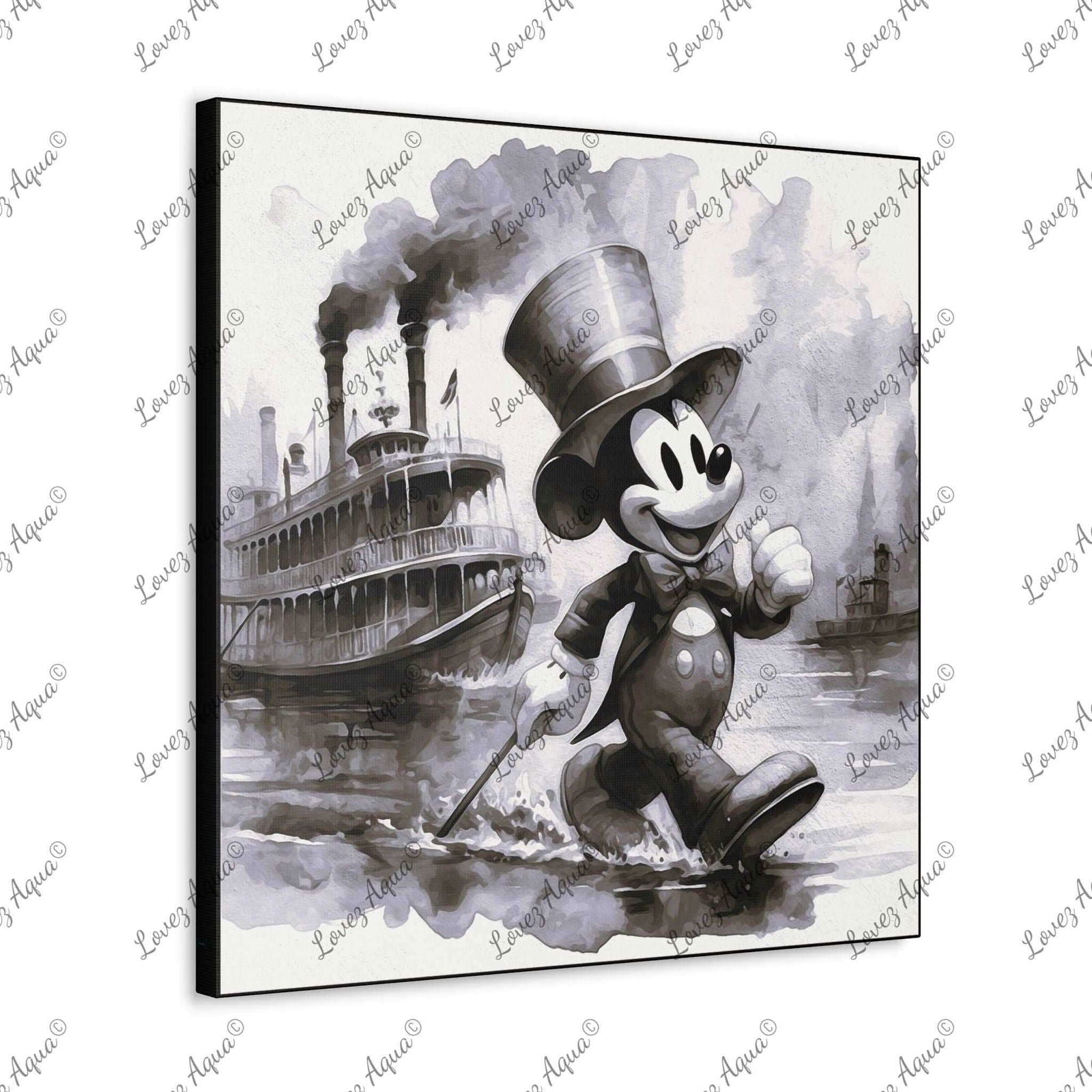 "Mickey’s River Adventure" Disney's Steamboat Willie Wall Painting Lovez Aqua© - Lovez Aqua© -