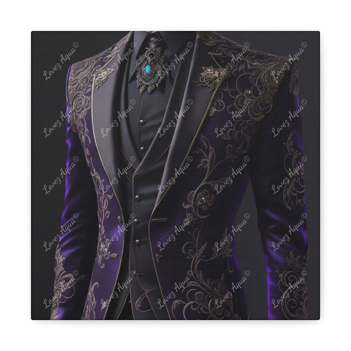 "Opulent Purple" Men's Purple & Black Suit Fashion Painting - Lovez Aqua© - Lovez Aqua© - 12″ x 12″ / 1.25"