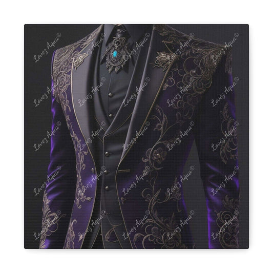"Opulent Purple" Men's Purple & Black Suit Fashion Painting - Lovez Aqua© - Lovez Aqua© - 12″ x 12″ / 1.25"
