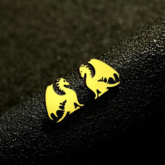 Fourth Wing Inspired Stainless Steel Mythical Dragon Unisex Stud Earrings - Lovez Aqua© -
