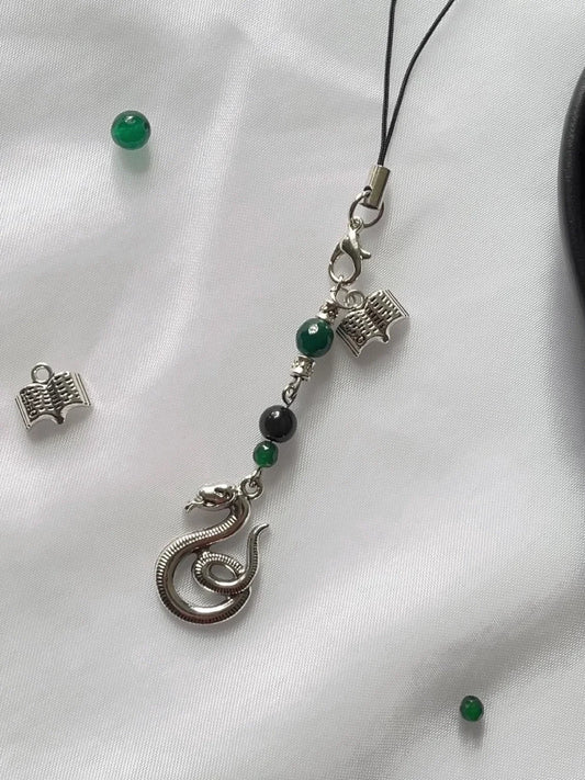 Harry Potter Slytherin Snake Green & Silver Beaded Phone Charm