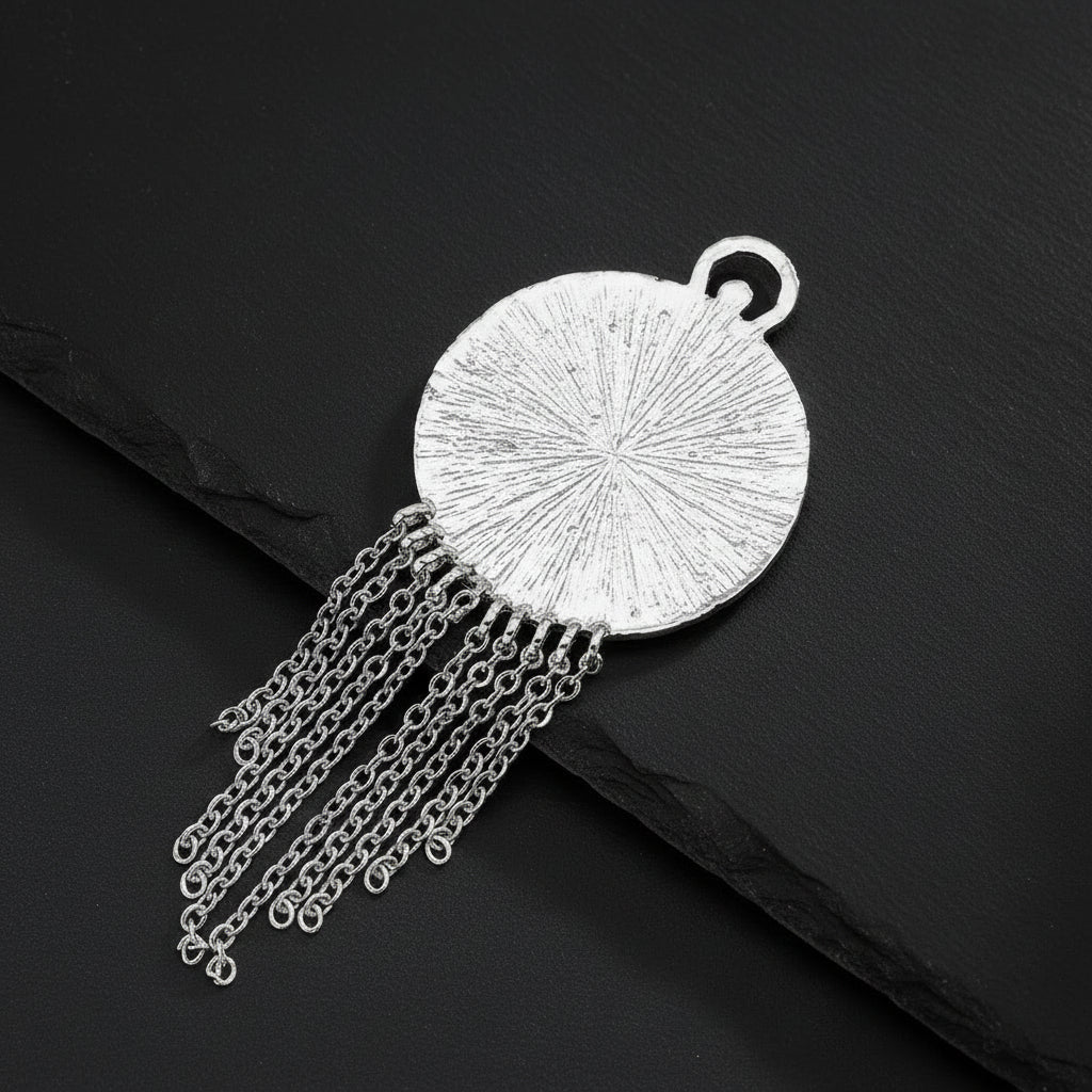 Women's Vintage Clock Face Tassel Brooch Pin with Gemstone Detailing