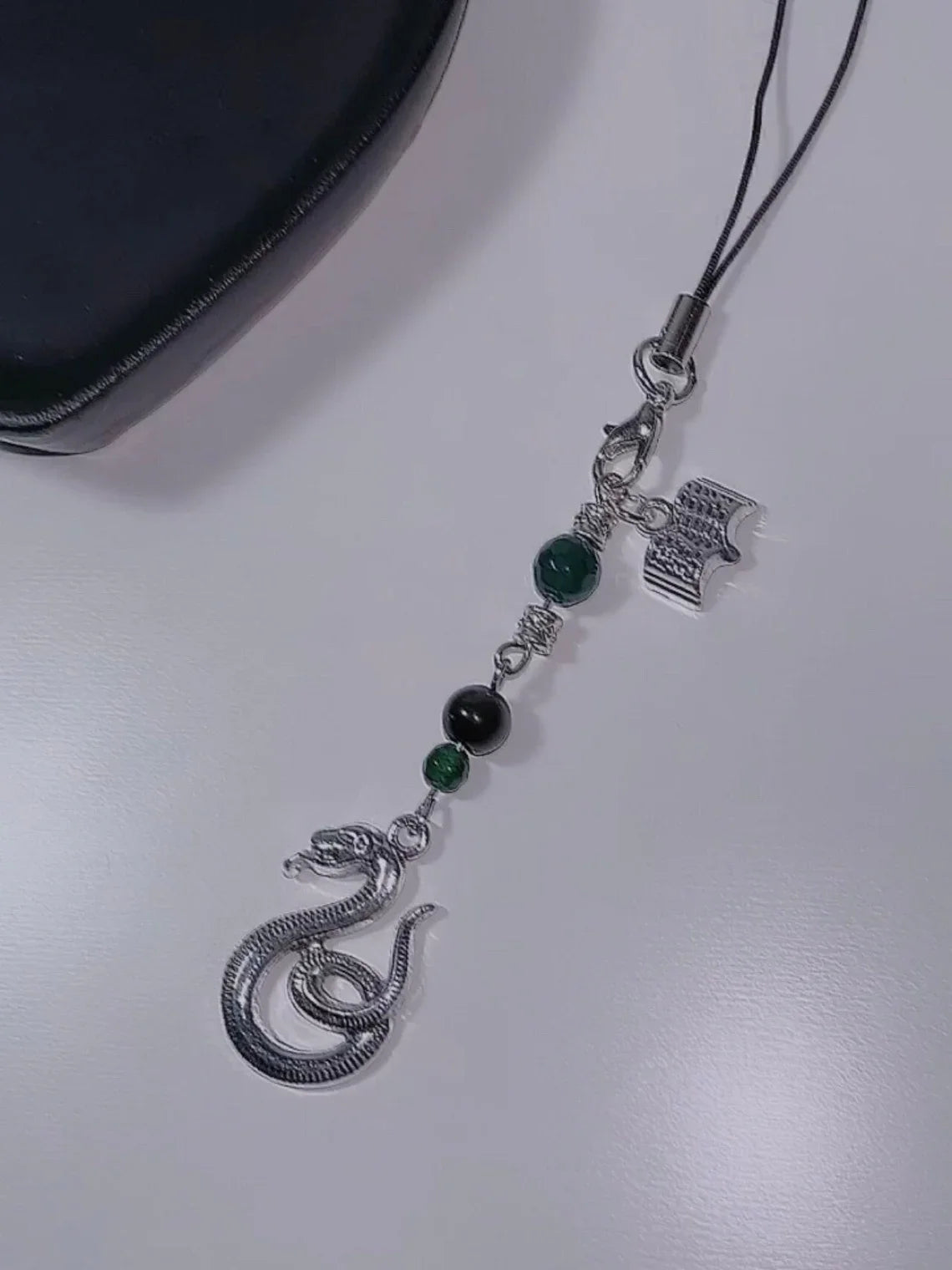 Harry Potter Slytherin Snake Green & Silver Beaded Phone Charm