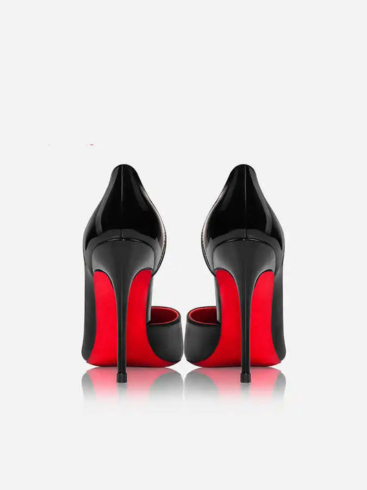 Woman's Red Sole Bottom Glossy Patent Leather Pointed Toe High Heels - Lovez Aqua© -