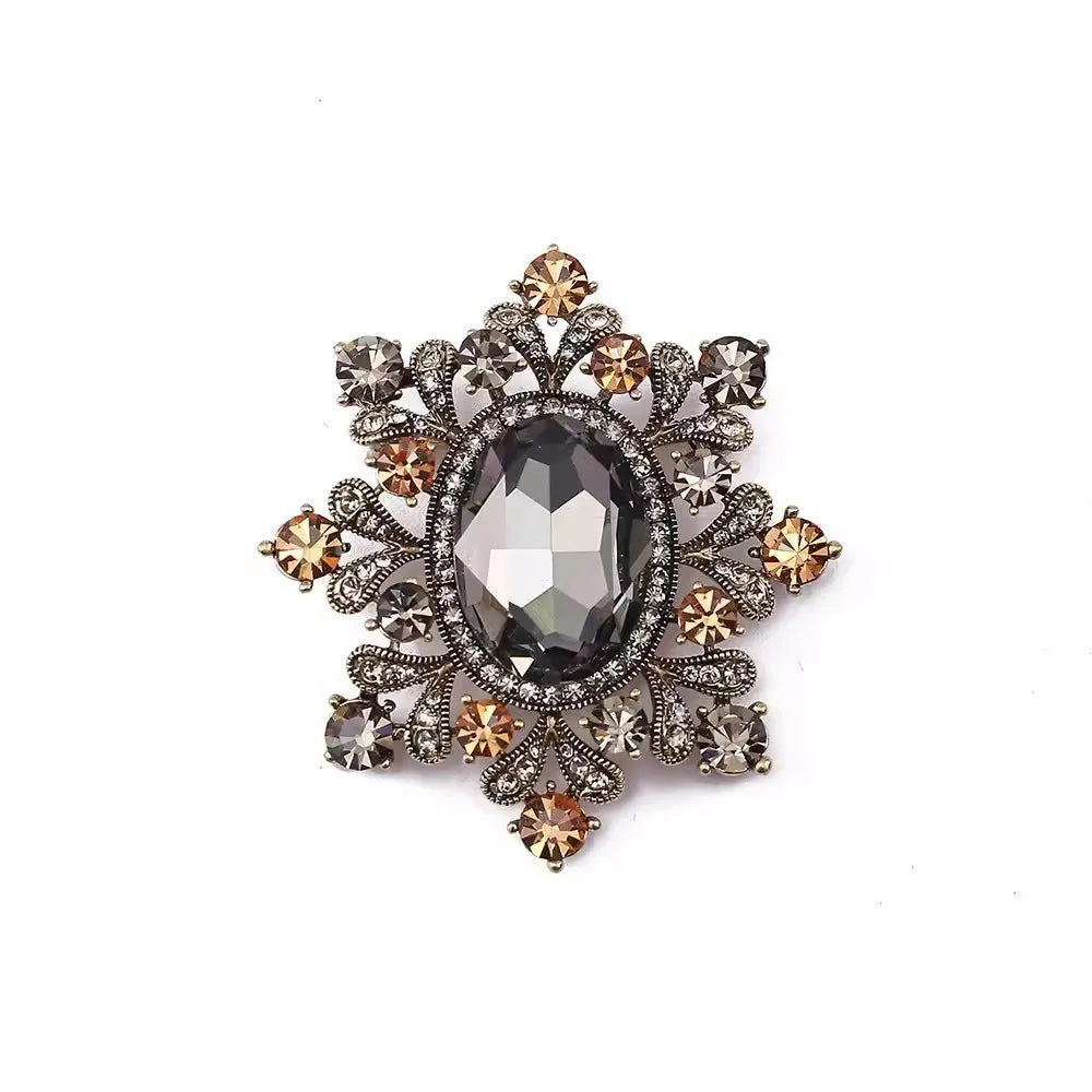 Women's Vintage Palace Style Floral Gemstone Embellished Baroque Brooch Pin