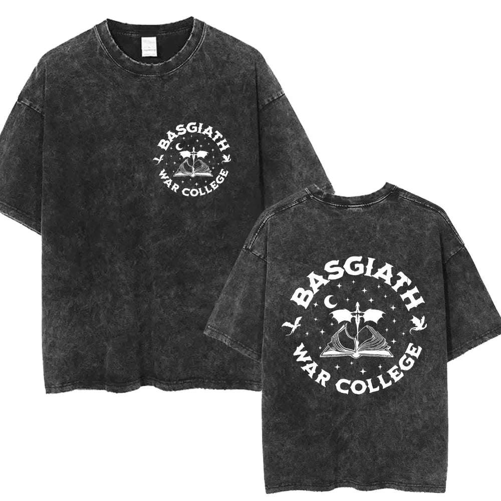 Fourth Wing Basgiath War College Double Sided Dragon Rider Vintage Unisex Shirt - Fourth Wing - H01581 Black / S