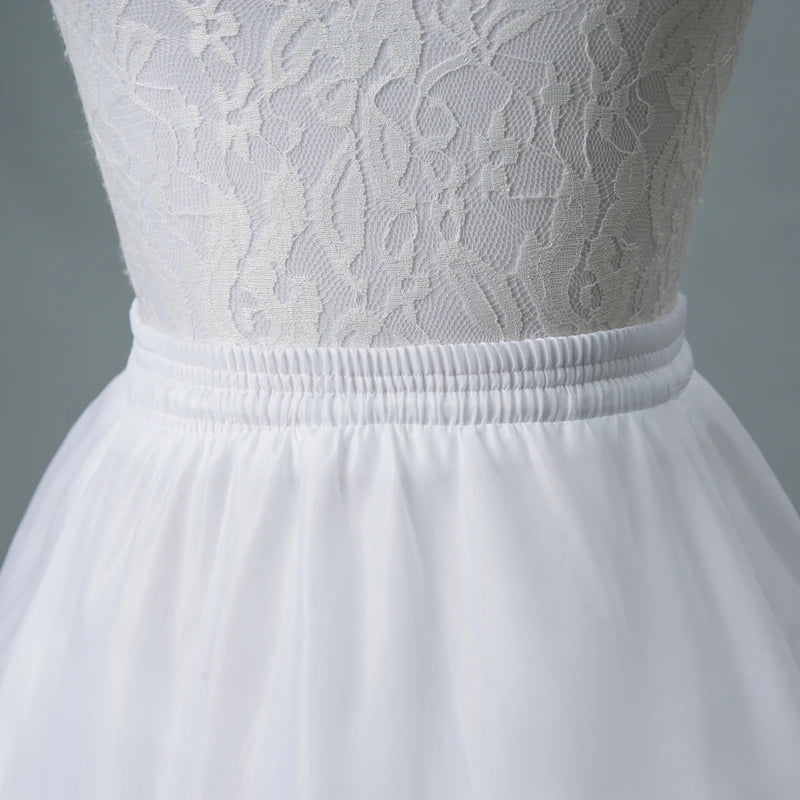 Women's White Six Layered Hoop-Free Long Petticoat for Dresses & Ball Gowns
