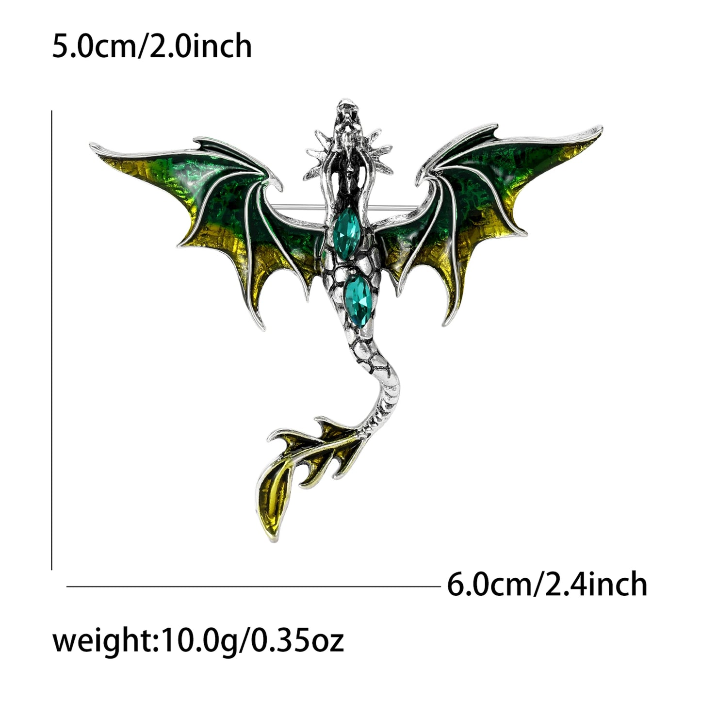 Mythical Flying Dragon Enamel & Rhinestone Colorful Unisex Brooch Pin - Lovez Aqua© -