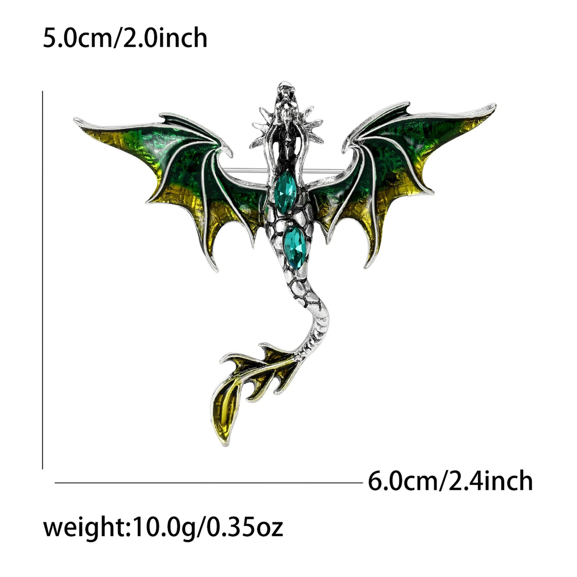 Mythical Flying Dragon Enamel & Rhinestone Colorful Unisex Brooch Pin - Lovez Aqua© -