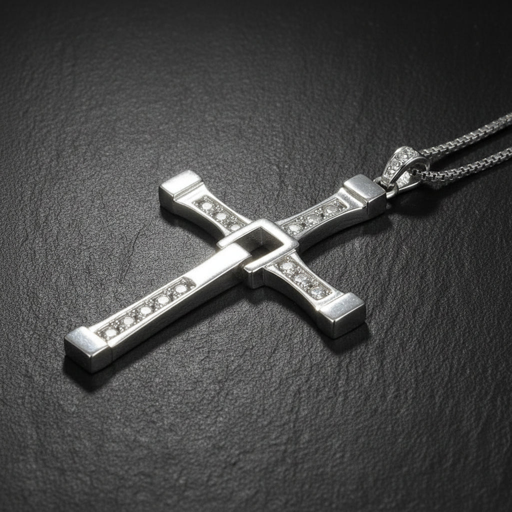 Fast & Furious Dominic Toretto 925 Sterling Silver Rotatable Cross Necklace - Lovez Aqua© -
