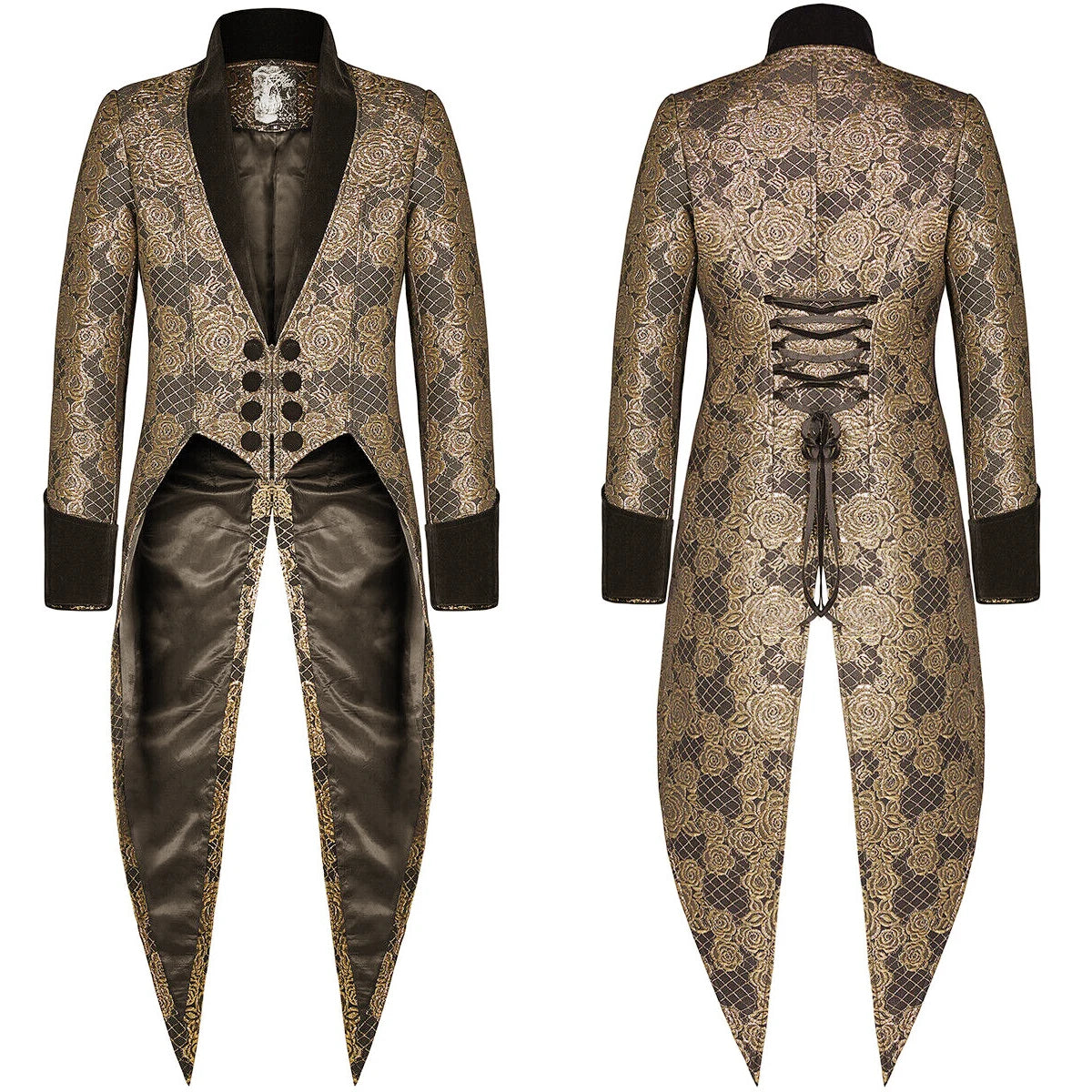 Regency Aristocrat Men’s Brocade Tailcoat Jacket – Renaissance Edwardian Embroidered Coat