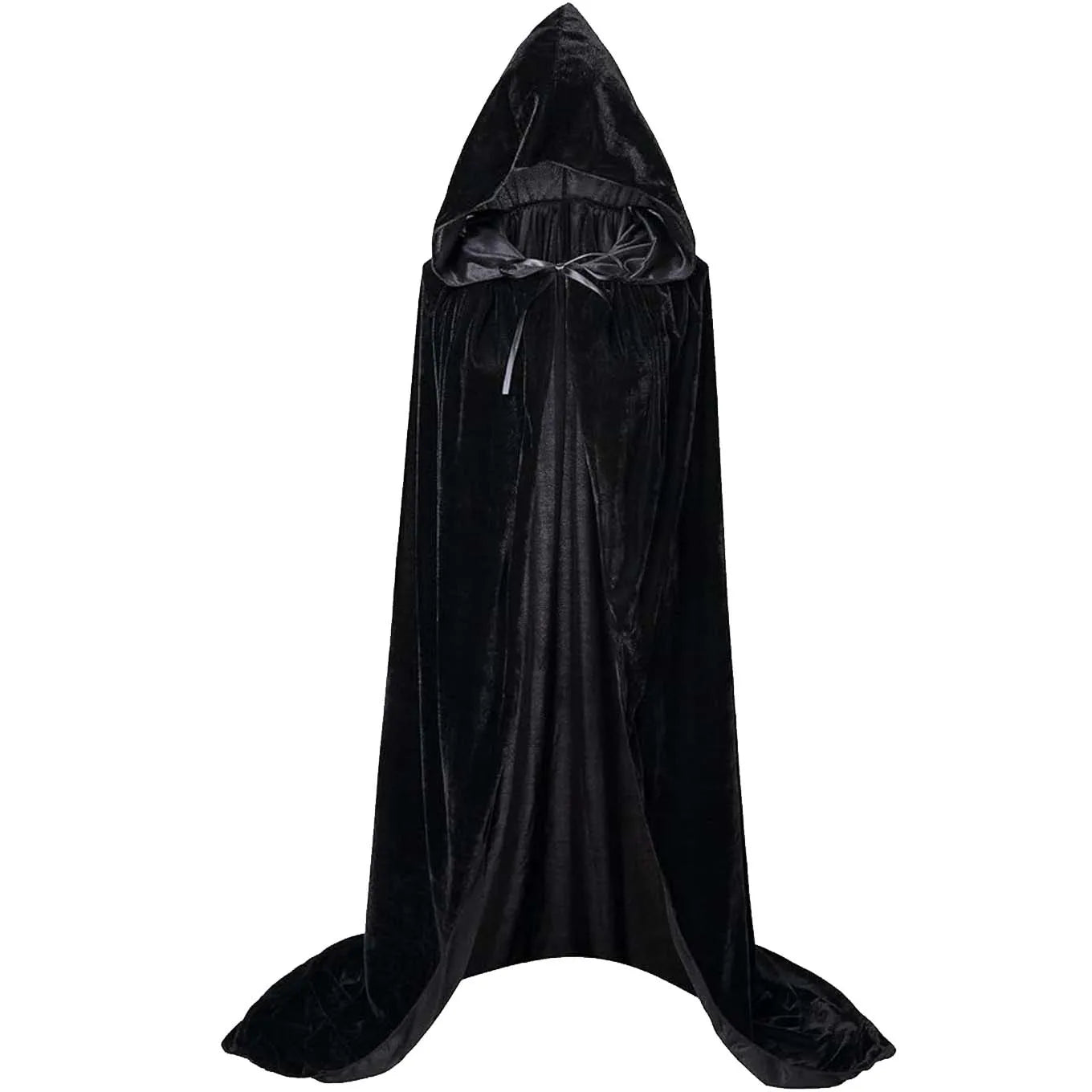 Medieval Renaissance Velvet Long Floor Length Hooded Unisex Cloak with Tie