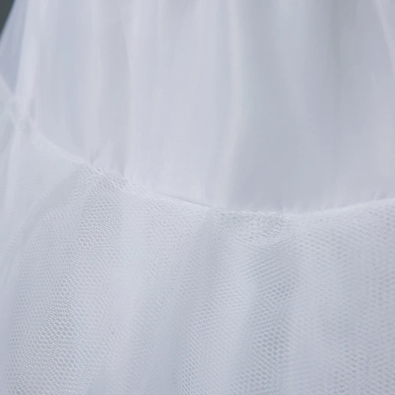 Women's White Six Layered Hoop-Free Long Petticoat for Dresses & Ball Gowns