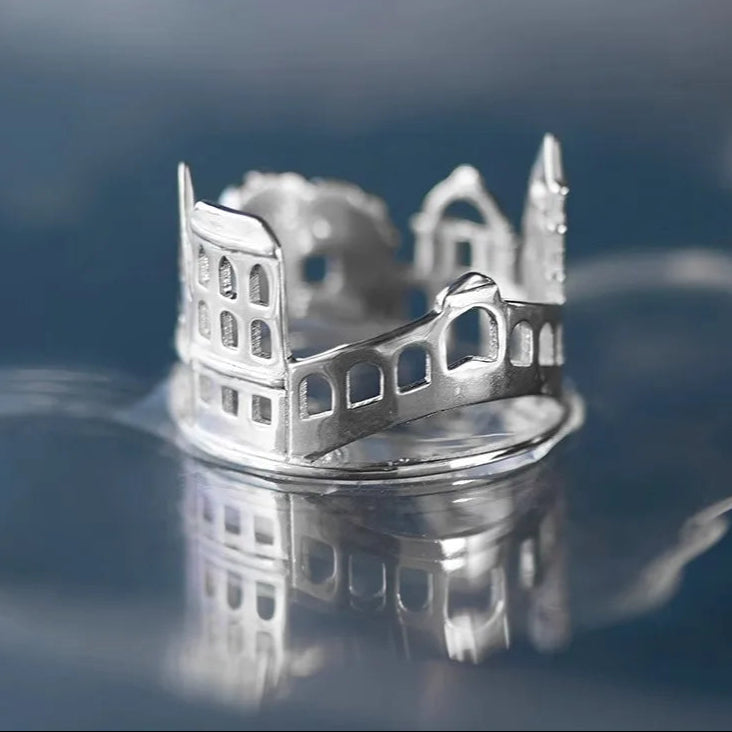 S925 Sterling Silver Hollow Out Venice Bridge City Architecture Women's Ring - Lovez Aqua© -