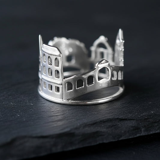 S925 Sterling Silver Hollow Out Venice Bridge City Architecture Women's Ring - Lovez Aqua© -