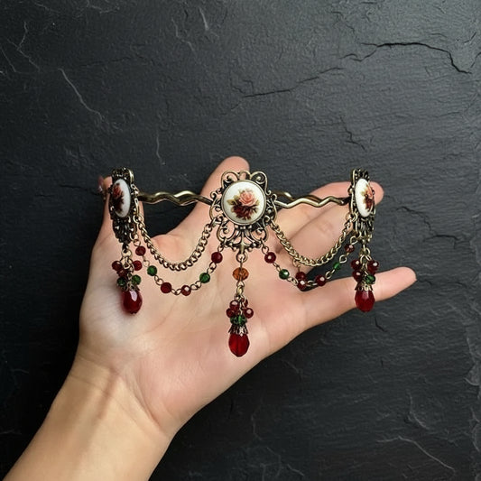 Women’s Vintage Edwardian Floral Cameo Baroque Choker Necklace