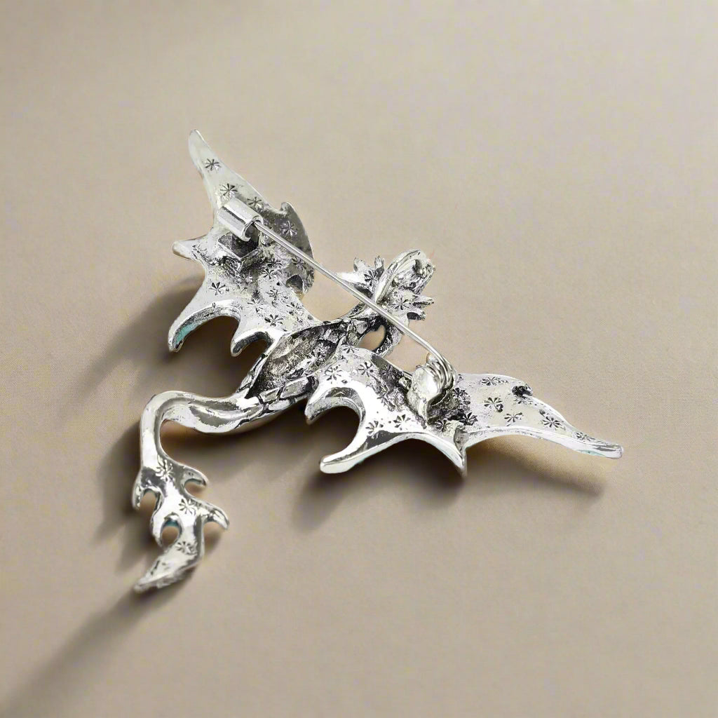 Mythical Flying Dragon Enamel & Rhinestone Colorful Unisex Brooch Pin - Lovez Aqua© -
