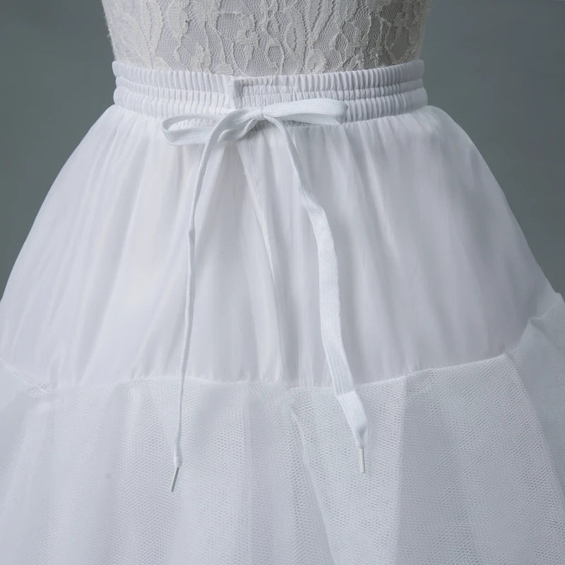 Women's White Six Layered Hoop-Free Long Petticoat for Dresses & Ball Gowns