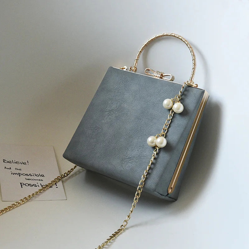 Luxury Cupid Angel Gilded Vintage Style Square Faux Leather Women's Handbag - Lovez Aqua© -