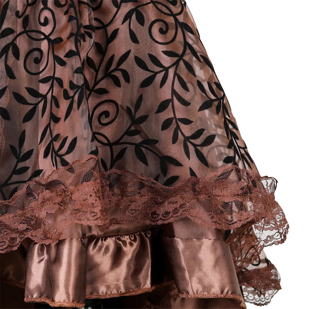 Women's Steampunk High-Low Victorian Pirate Skirt with Lace Trim