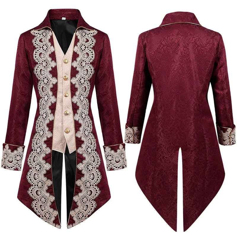 Men’s Aristocratic Renaissance Edwardian Tailcoat Jacket – Regency Brocade Frock Coat