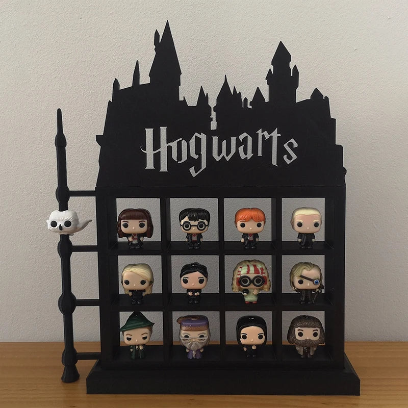 Harry Potter Funko Pop Rustic Dark Gray Wooden Collectible Figures Display Case