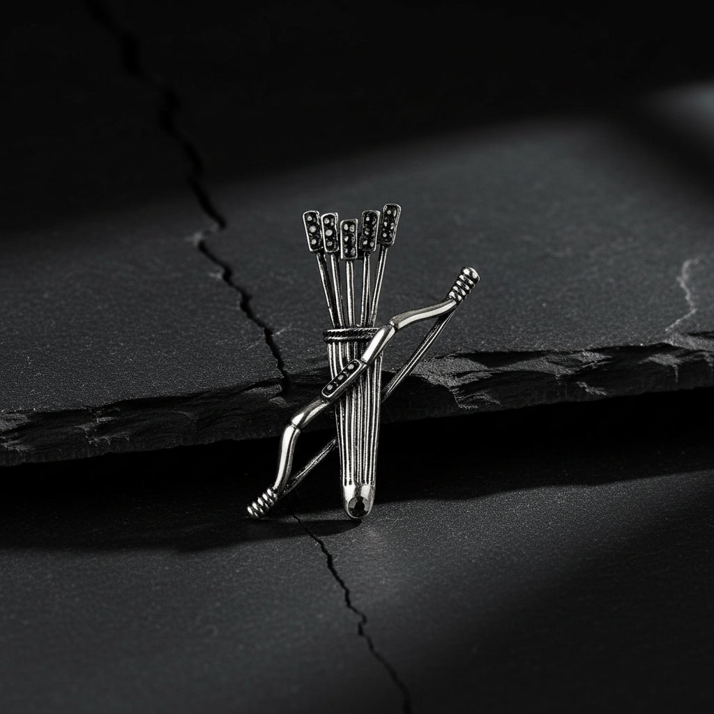 Women’s & Men’s Vintage Archer Bow and Arrow Brooch | Rhinestone Quiver Pin