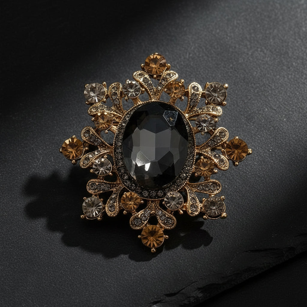 Women's Vintage Palace Style Floral Gemstone Embellished Baroque Brooch Pin