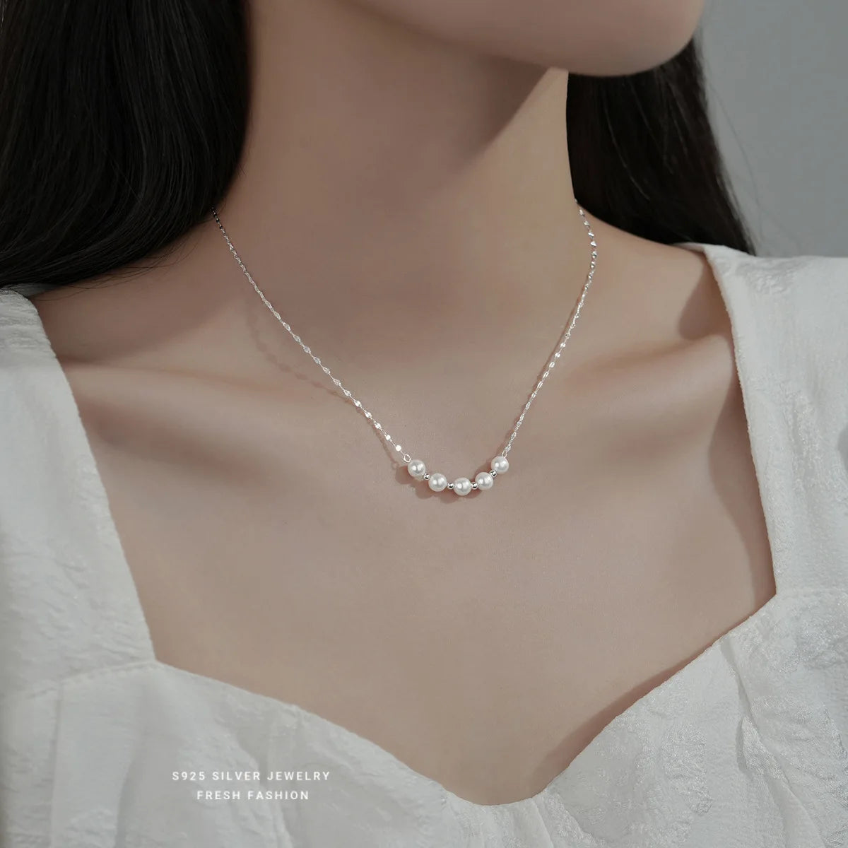 S925 Sterling Silver Women’s Vintage Pearl Necklace – Minimalist & Timeless Fine Jewelry