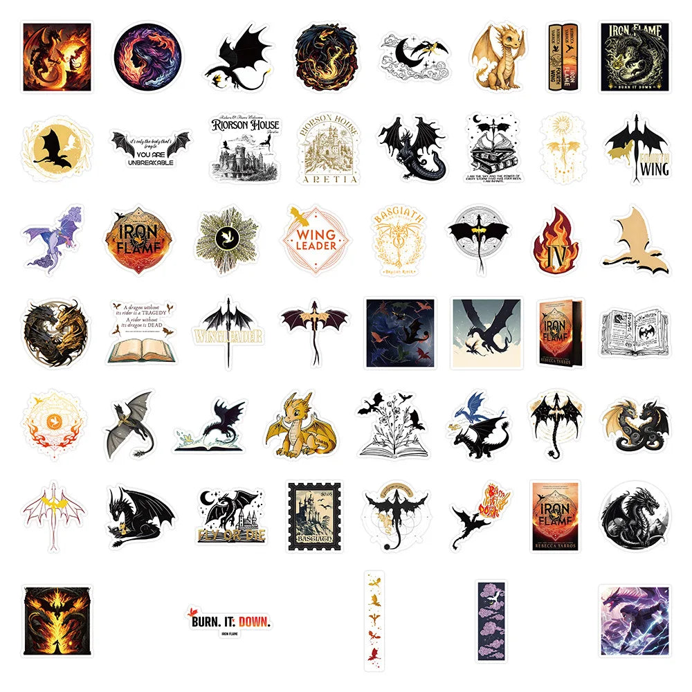 10/50Pcs Fourth Wing Rebecca Yarros Basgiath War College Dragon Stickers - Lovez Aqua© -