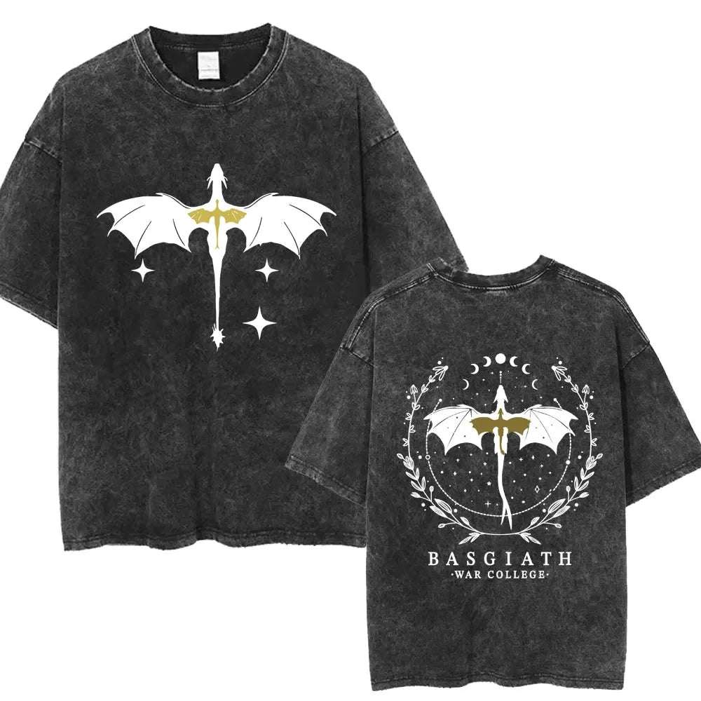 Fourth Wing Basgiath War College Double Sided Dragon Rider Vintage Unisex Shirt - Fourth Wing - H01570 Black / S
