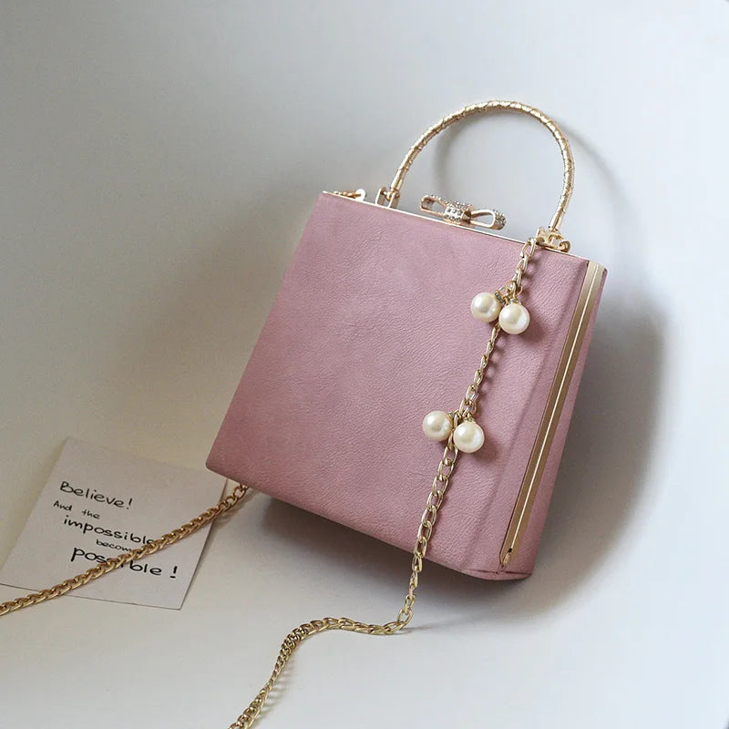 Luxury Cupid Angel Gilded Vintage Style Square Faux Leather Women's Handbag - Lovez Aqua© -