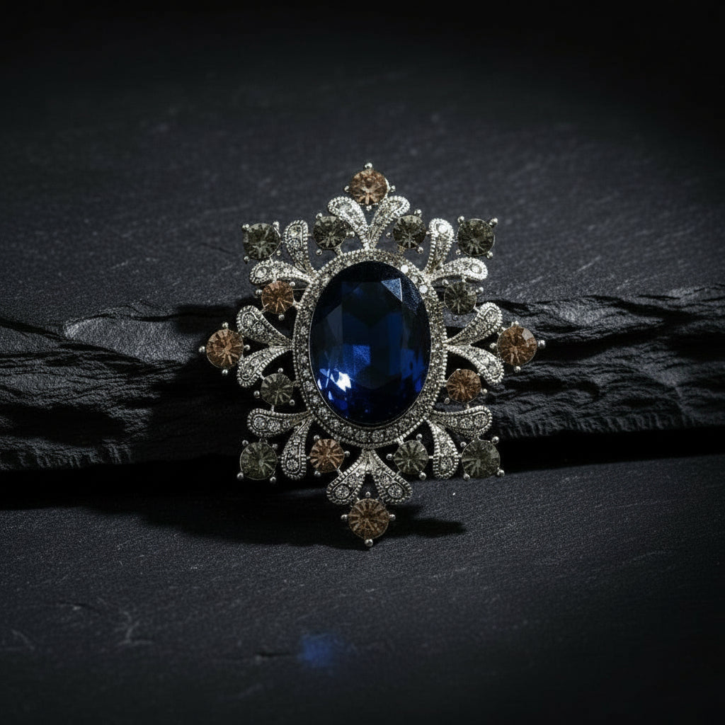 Women's Vintage Palace Style Floral Gemstone Embellished Baroque Brooch Pin