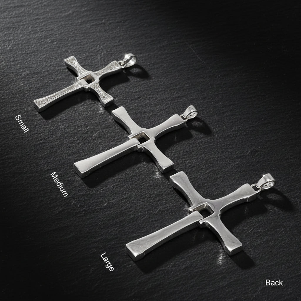 Fast & Furious Dominic Toretto 925 Sterling Silver Rotatable Cross Necklace - Lovez Aqua© -