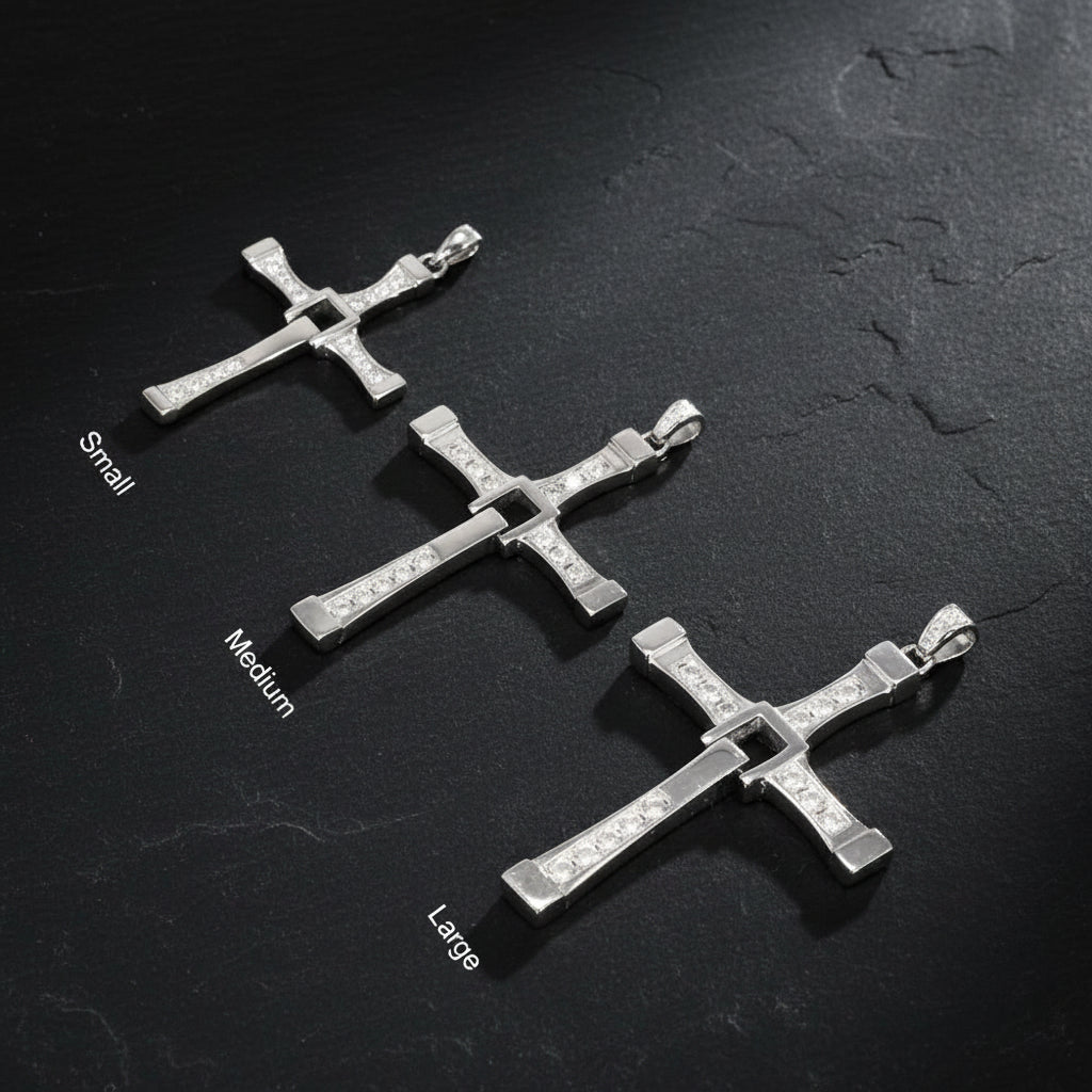 Fast & Furious Dominic Toretto 925 Sterling Silver Rotatable Cross Necklace - Lovez Aqua© -