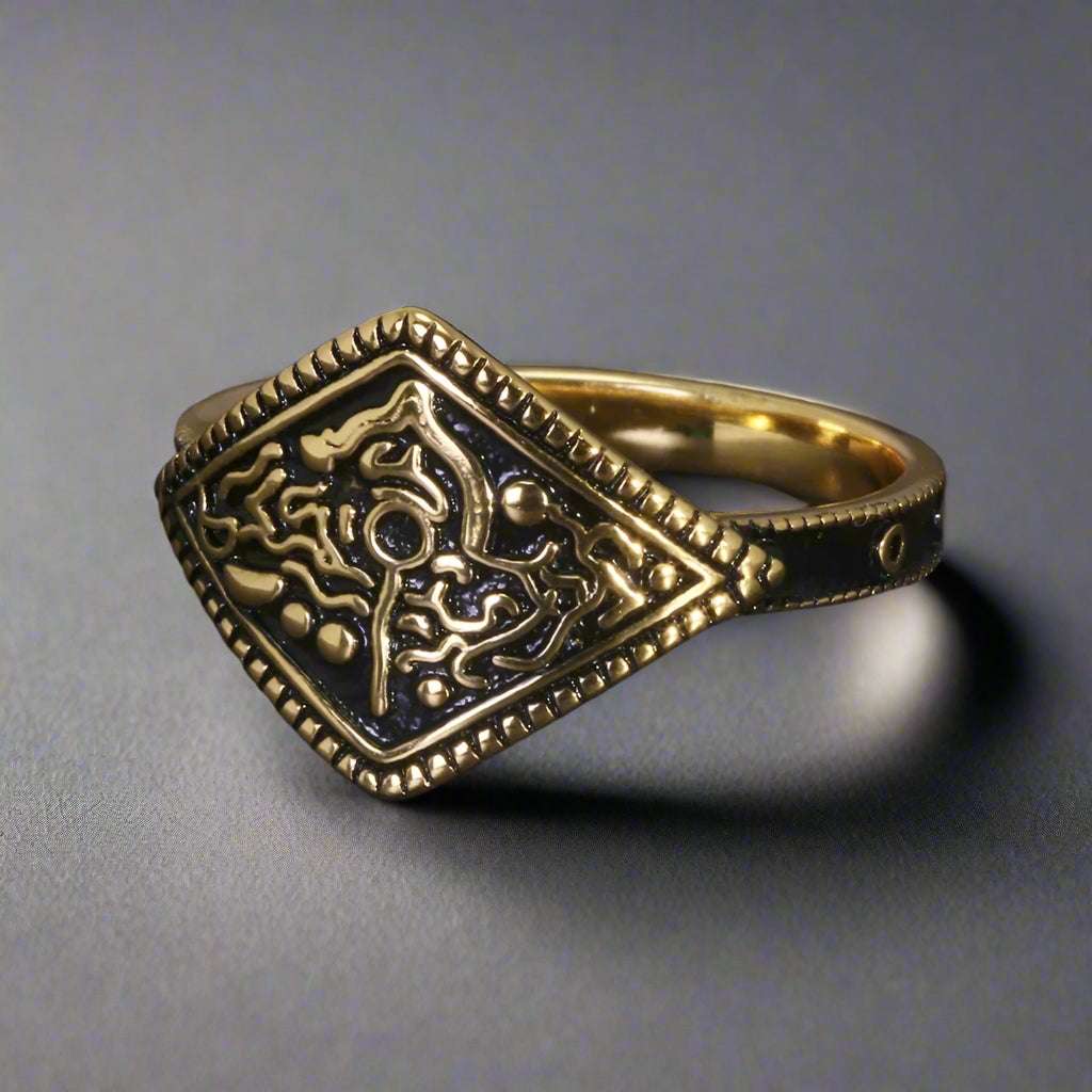 Dark Souls Game Series Ring of Favor 925 Sterling Silver Retro Gold Plated Ring - Lovez Aqua© -